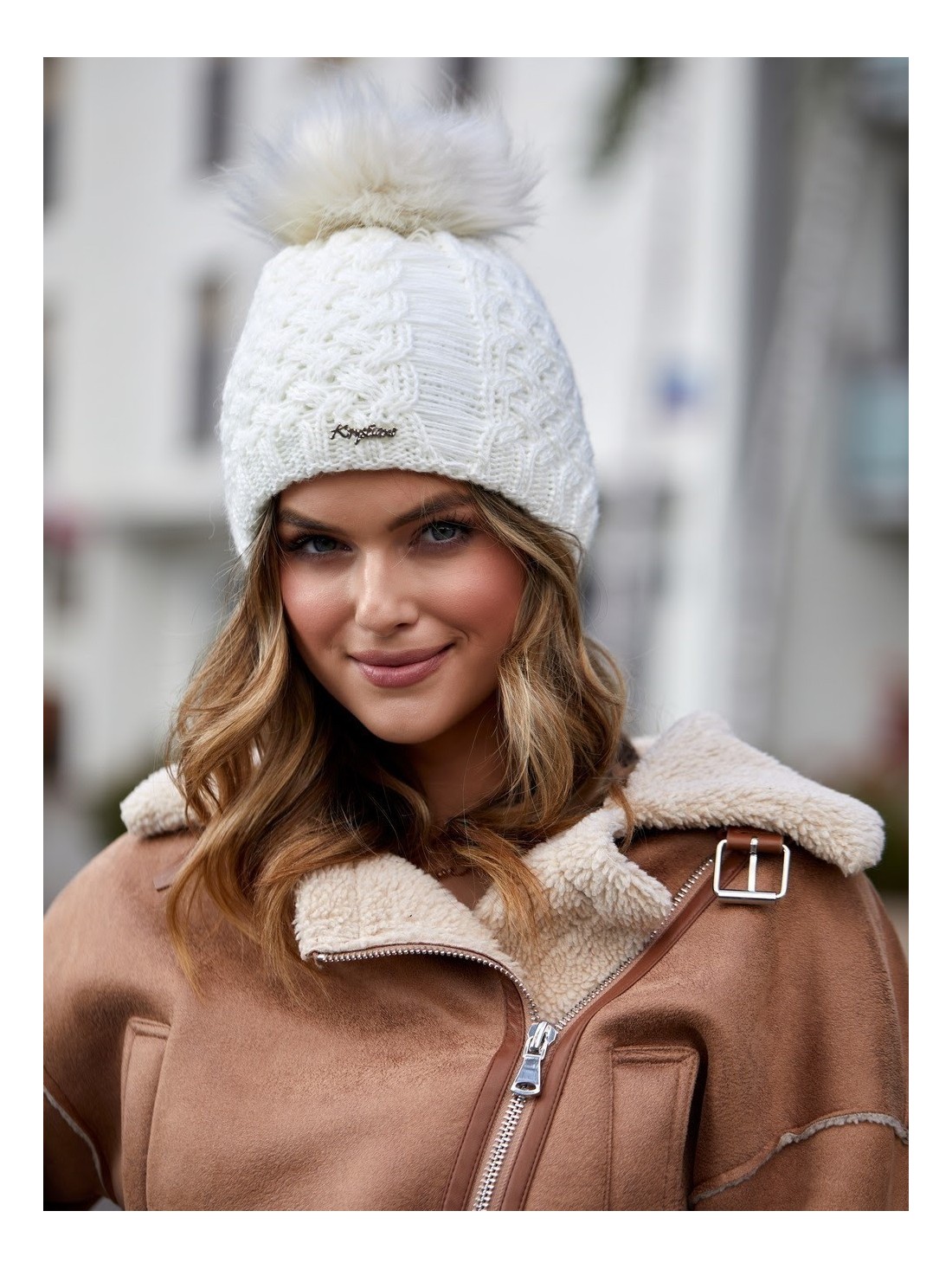 Cream winter hat C15 - Online store - Boutique